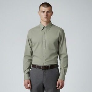 Ted‎ Baker London Dress Shirt Mens Olive Green Medium Button Down Long Sleeve
